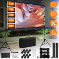 100" Portable Projector Screen with Stand 16:9 4K HD Rear Front Wrinkle-Free Movie Projector Screen with Carry Bag for Home Theater Backyard Movie Night Indoor Outdoor