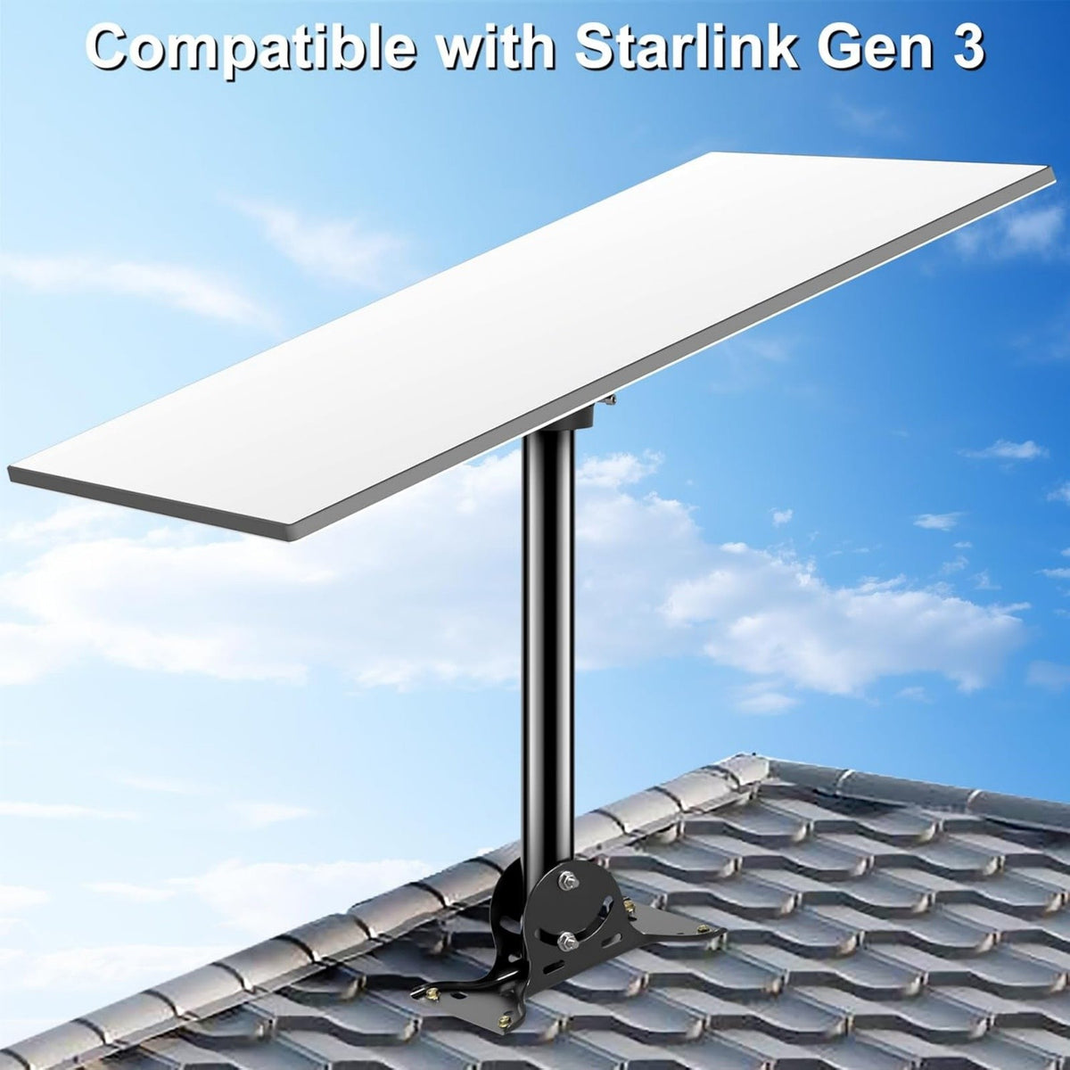 Starlink Gen 3 Adjustable Wall & Roof Mount Kit – Heavy-Duty Carbon Steel Weatherproof Base with 360° Rotation & 120° Tilt for Starlink Gen 3 Dish