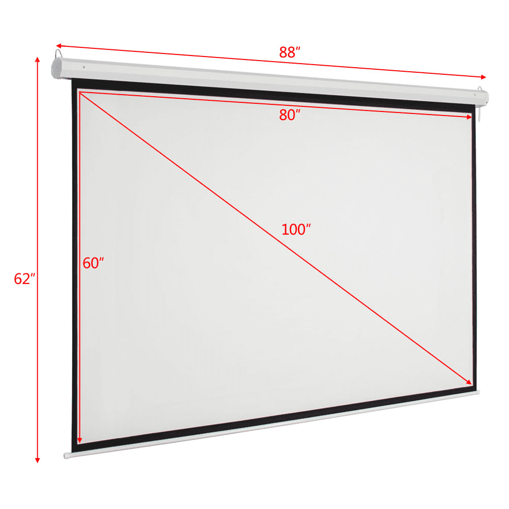 100 Inch Motorized Projector Screen, 4:3 Electric Projection Screen with Remote Control, Matte White Wall Ceiling Mount Movie Screen, White Case