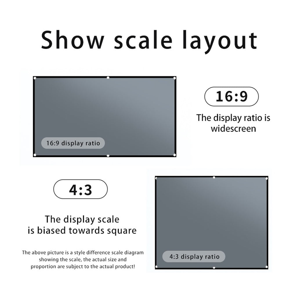 Projector Screen, Light-Proof With Hole 60-Inch 3d High-Definition Pportable Projection Screen 16:9 Projector Outdoor Indoor ,Widely Applied