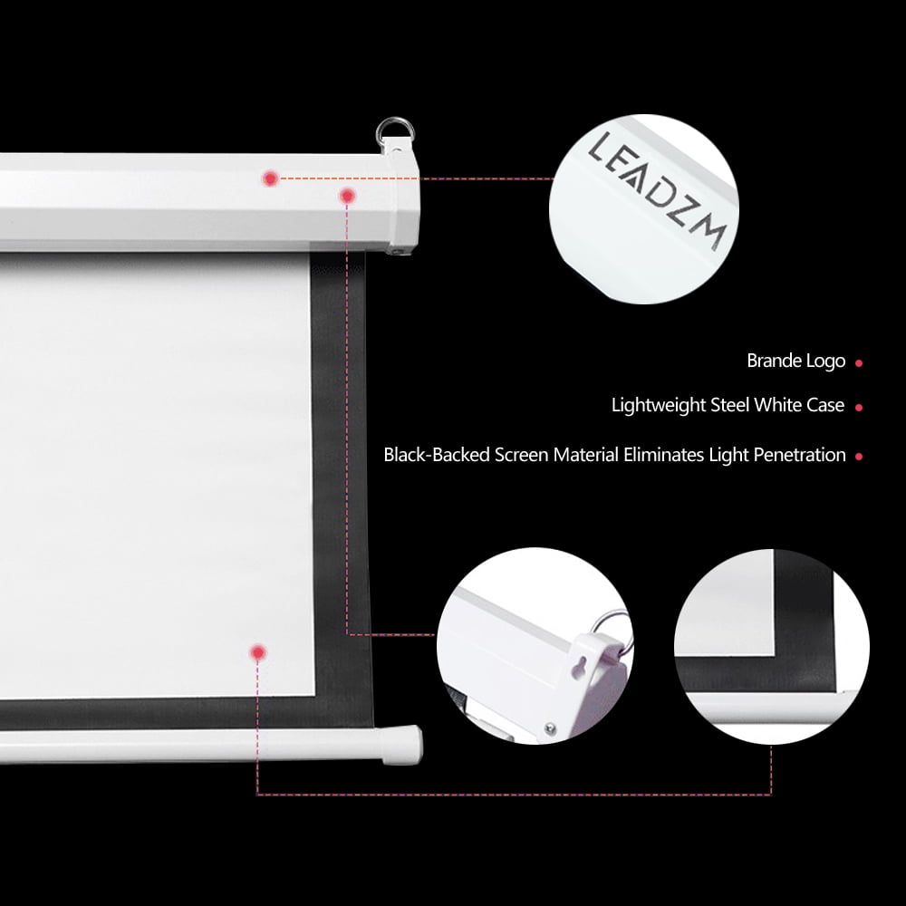100" Motorized Projector Screen 4:3 80" x 60" Viewing Area with Remote Control Matte White for Movies & Presentations