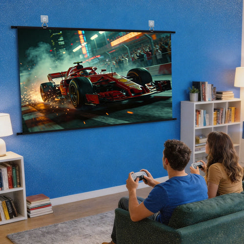 120 inch Projector Screen, XIAOHUI Portable Projector Screen for Indoor Outdoor, 4K ALR Hanging Projection Screen for Home Theater Backyard Party Movie Nights , 16:9 HD