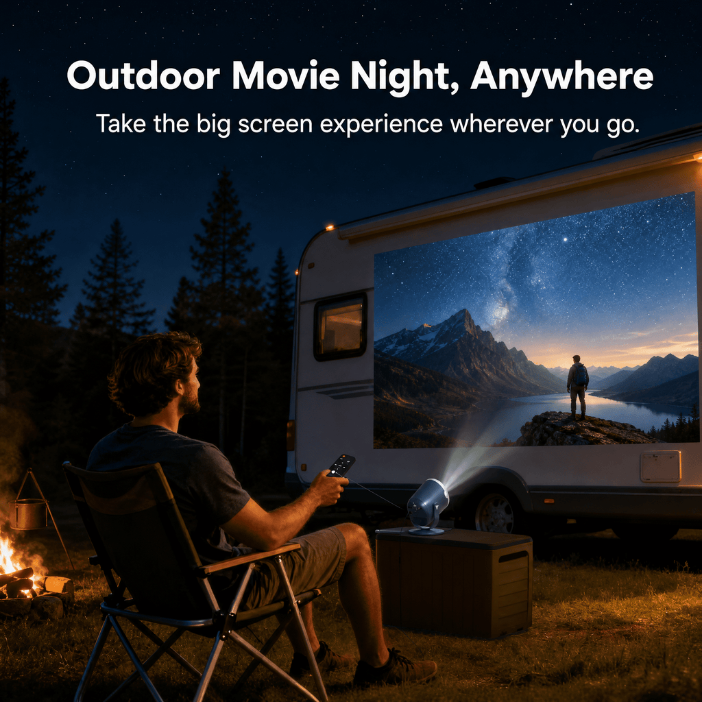 Mini Projector with WiFi and Bluetooth, Native 1080P Portable Movie Projector, Auto Keystone, 180 Degree Rotating Stand, HDMI USB Type-C for TV Stick, Black Orange, Vamvo