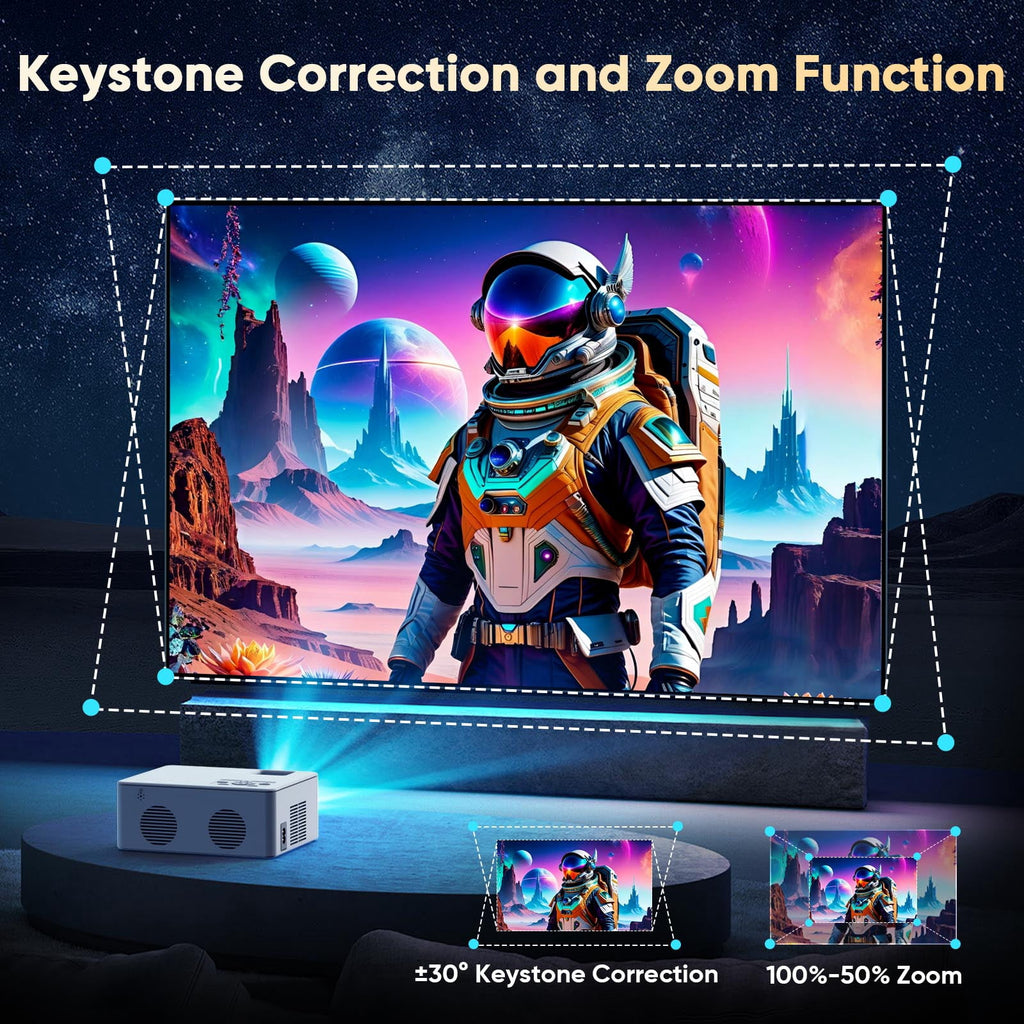 2026 Upgraded Projector with WiFi and Bluetooth 5.2, Support 4K 1080P Video Mini Projector with HDMI for Home Theater/Bedroom/Outdoor