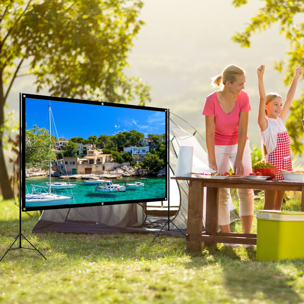 Projector Screen Projection Movies Screen AntiCrease Portable For Home Outdoor Indoor Support Double