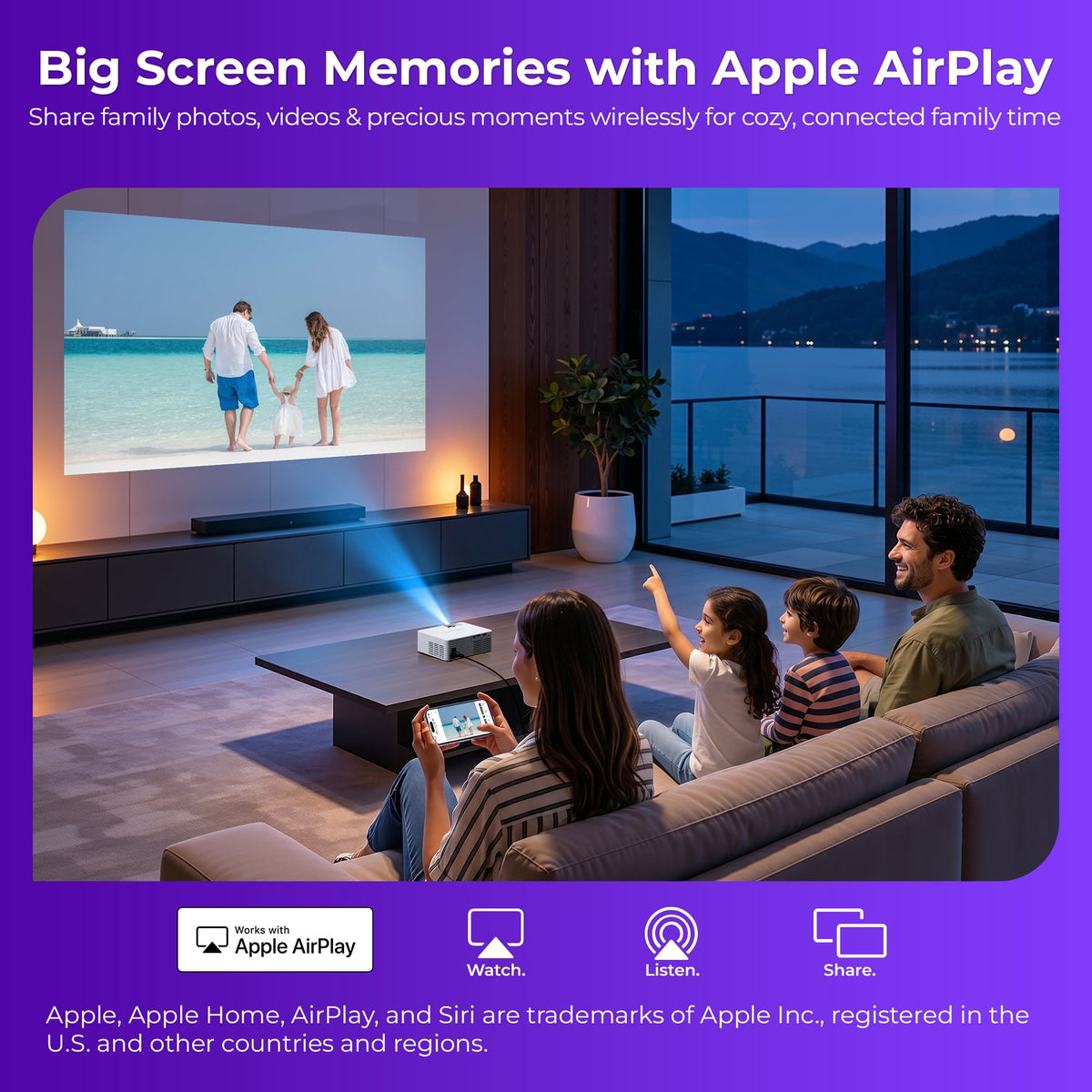 ELEPHAS Roku TV Smart Projector with Wi-Fi and Bluetooth, Built-in Roku TV Streaming Experience, Dolby Audio, Portable Mini Smart Projector