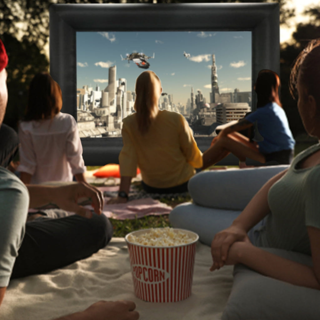 Khomo Gear Jumbo 20 Feet Inflatable Outdoor and Indoor Theater Projector Screen - Includes Inflation Fan, Tie-Downs and Storage Bag - Updated Version
