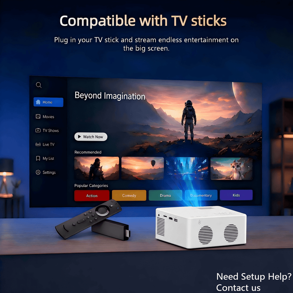 2026 Upgraded Projector with WiFi and Bluetooth 5.2, Support 4K 1080P Video Mini Projector with HDMI for Home Theater/Bedroom/Outdoor