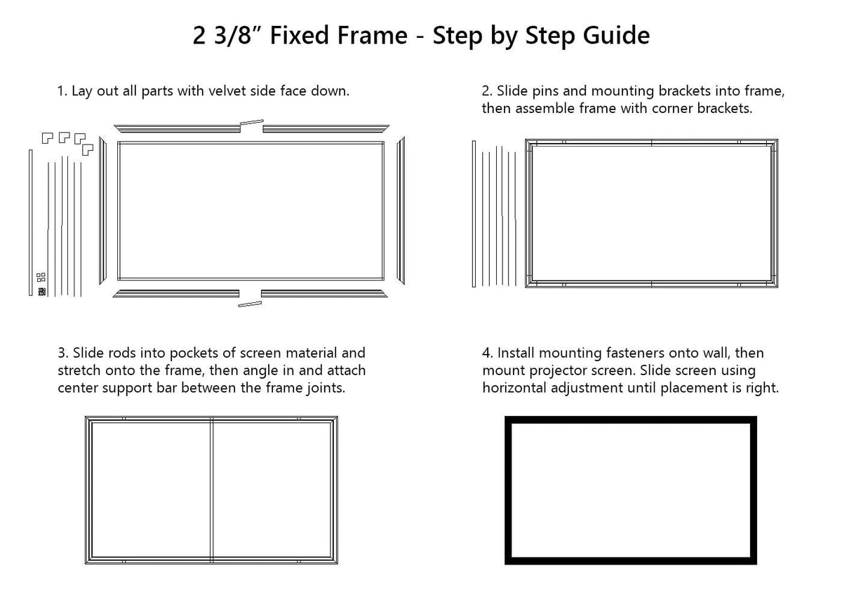 STR-169135 Silver Ticket, 135" 16:9 4K / 8K Fixed Frame Projector Screen, White Material