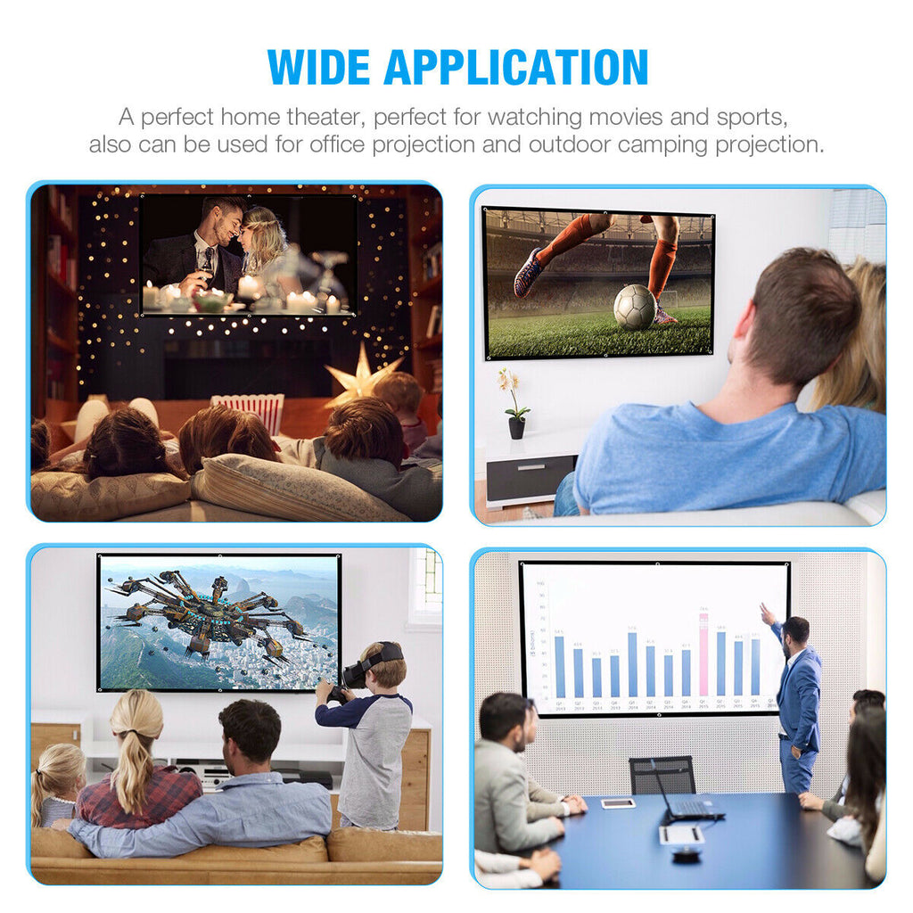 FLZEN Outdoor 100" Projector Screen with Hooks, White