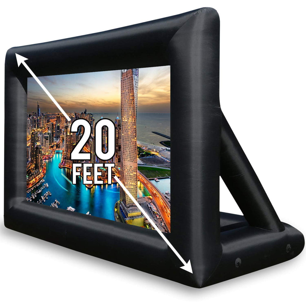Khomo Gear Jumbo 20 Feet Inflatable Outdoor and Indoor Theater Projector Screen - Includes Inflation Fan, Tie-Downs and Storage Bag - Updated Version