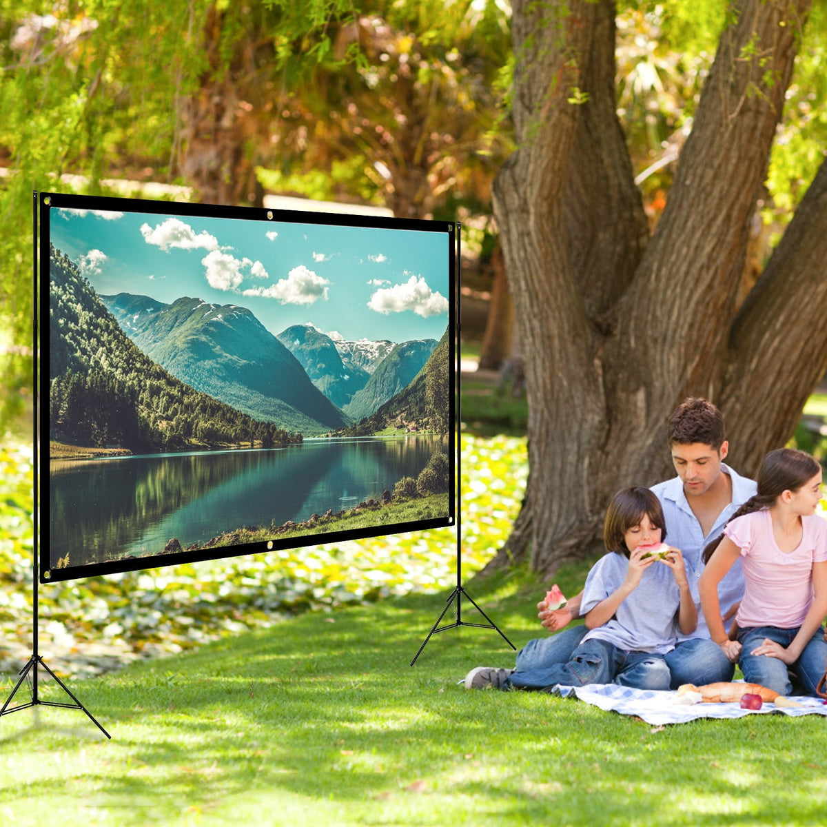 Projector Screen Projection Movies Screen AntiCrease Portable For Home Outdoor Indoor Support Double