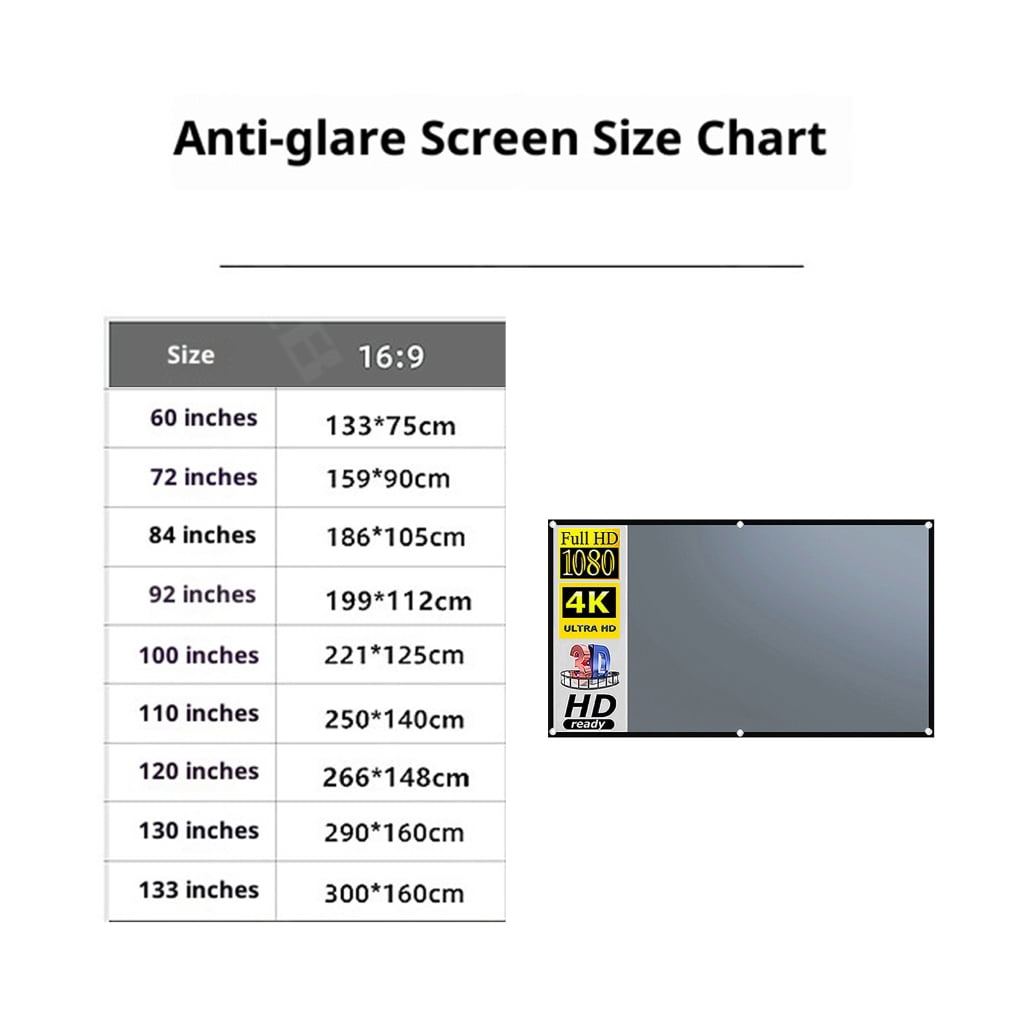 Metal Anti-Light Projector Screen Portable Foldable Frame, Indoor Outdoor Viewing Tools Needed