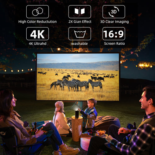 120 inch Projector Screen 16:9 Foldable Anti-Crease Portable Projector Movies Screens for Home Theater Outdoor Indoor Support Double Sided Projection