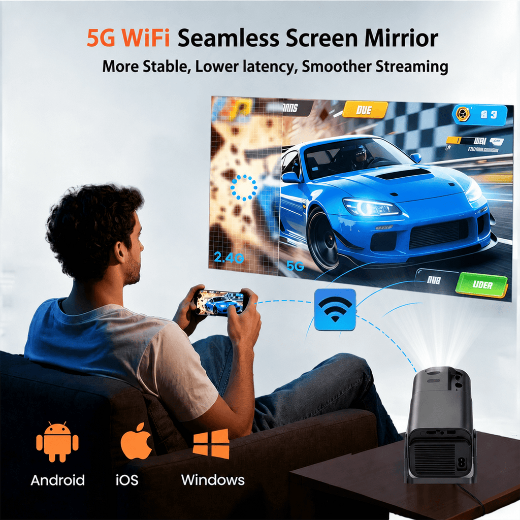 NexPlay HD Home Entertainment Gaming Projector,2 Wireless Controllers,20,000+ Classic Games,Wi-Fi 6 and Bluetooth,Black