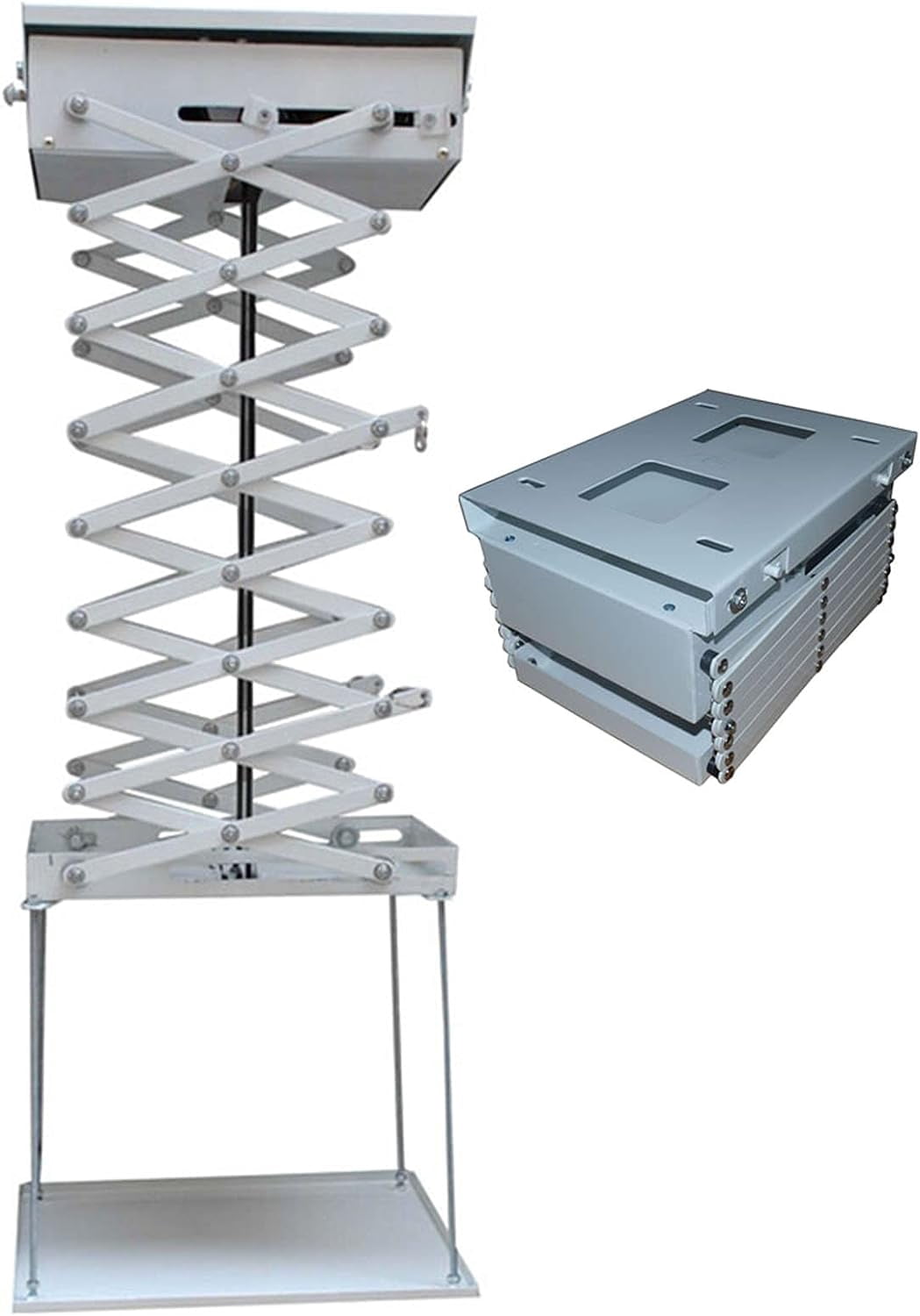 EQCOTWEA 59" Electric Lift Ceiling Projector Bracket Motorized Mount Hanger Lift with Remote Control