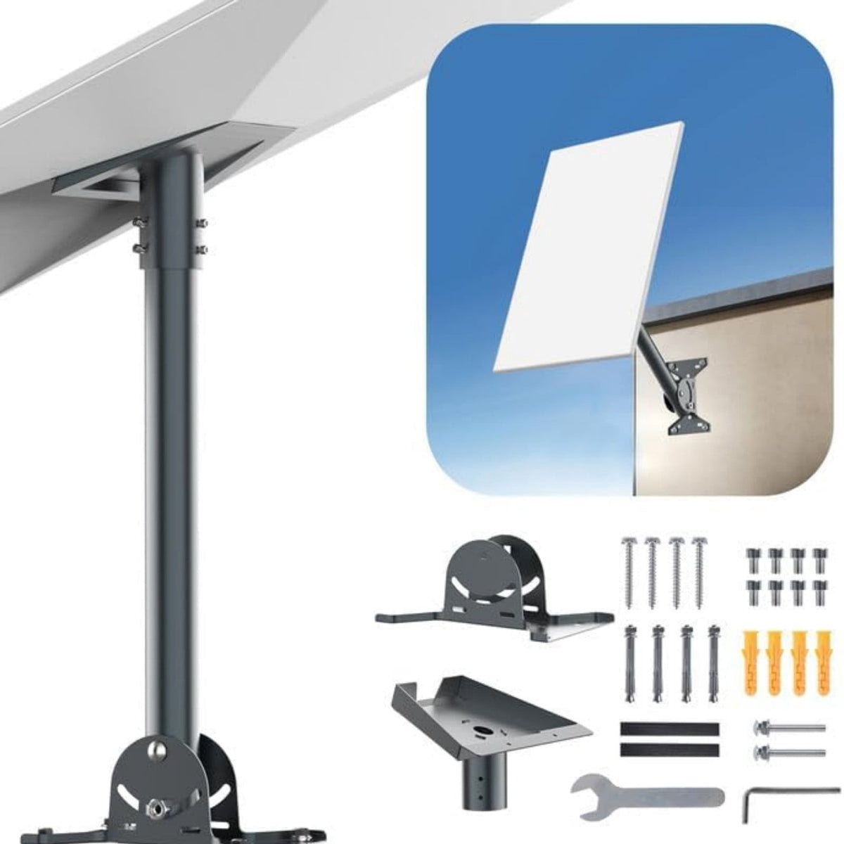 Starlink Gen 3 Adjustable Wall & Roof Mount Kit – Heavy-Duty Carbon Steel Weatherproof Base with 360° Rotation & 120° Tilt for Starlink Gen 3 Dish