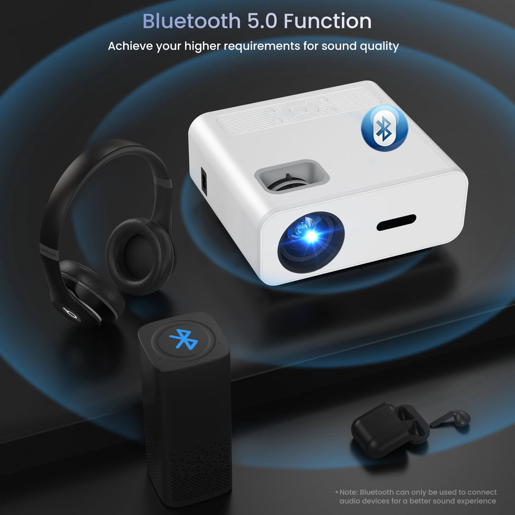 AUOSHI Mini Projector with WiFi and Bluetooth, Native 1080P Portable Projector 4K Supported, 15000 Lumens Movie Projector with Speaker, 50% Zoom, Keystone, Outdoor Projector for Home Theater, Camping