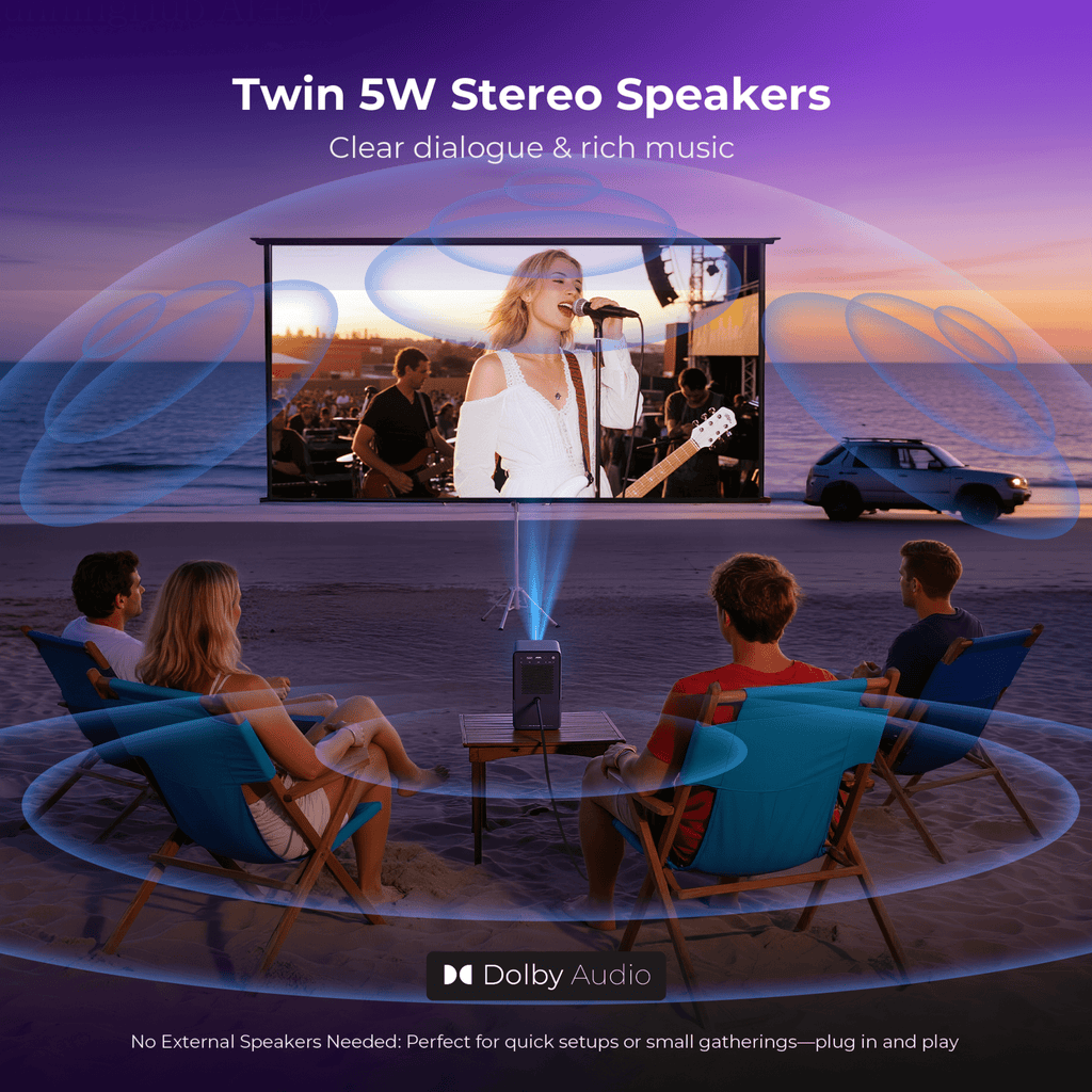 VANKYO Performance H500R Native 1080P Portable Projector, Built-in Roku TV, Full HD 5G Wifi & Bluetooth Outdoor Movie Projector, Auto-Focus & Auto-Keystone