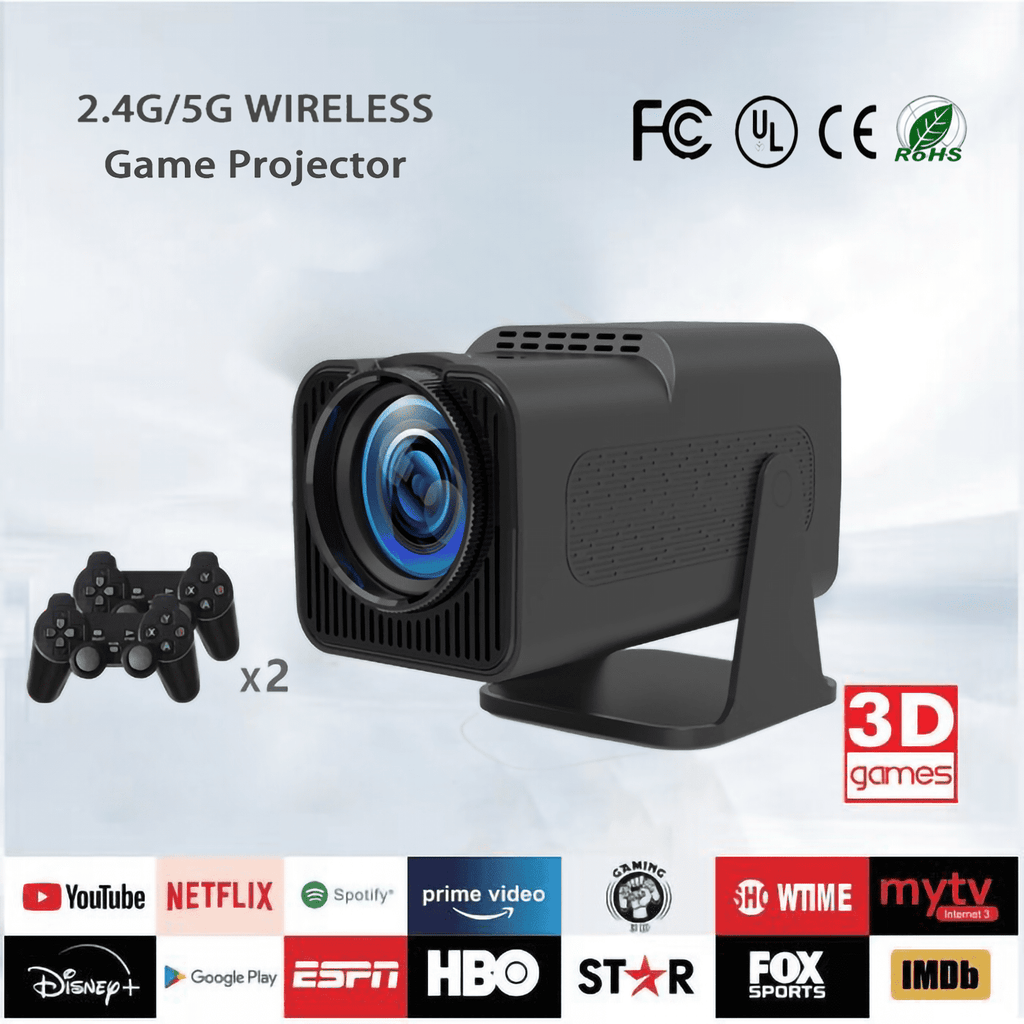 NexPlay HD Home Entertainment Gaming Projector,2 Wireless Controllers,20,000+ Classic Games,Wi-Fi 6 and Bluetooth,Black