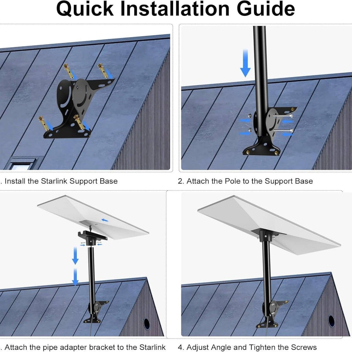 Starlink Gen 3 Adjustable Wall & Roof Mount Kit – Heavy-Duty Carbon Steel Weatherproof Base with 360° Rotation & 120° Tilt for Starlink Gen 3 Dish