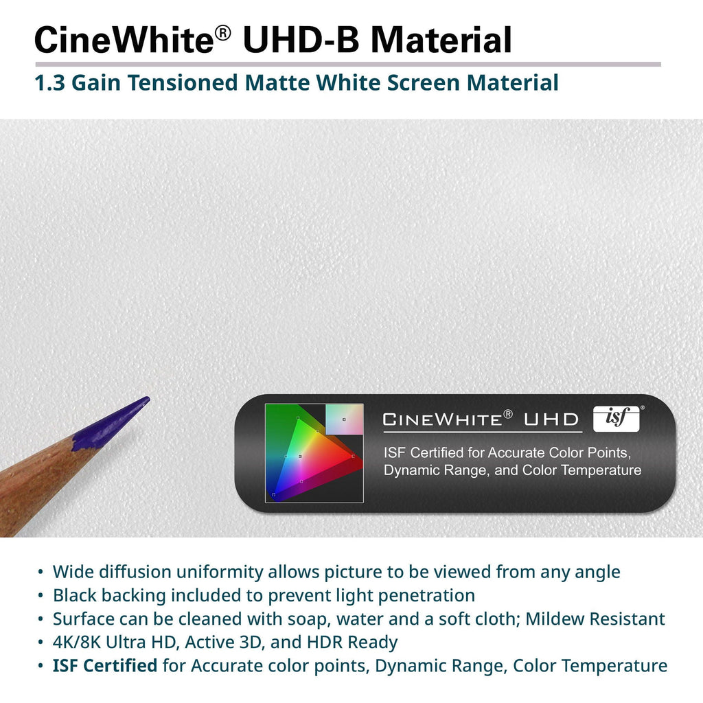 Aeon CineWhite® UHD-B, 138" Diag, 16:9, 67.6" x 120.3", EDGE FREE Fixed Frame Matte White Front Projector Screen