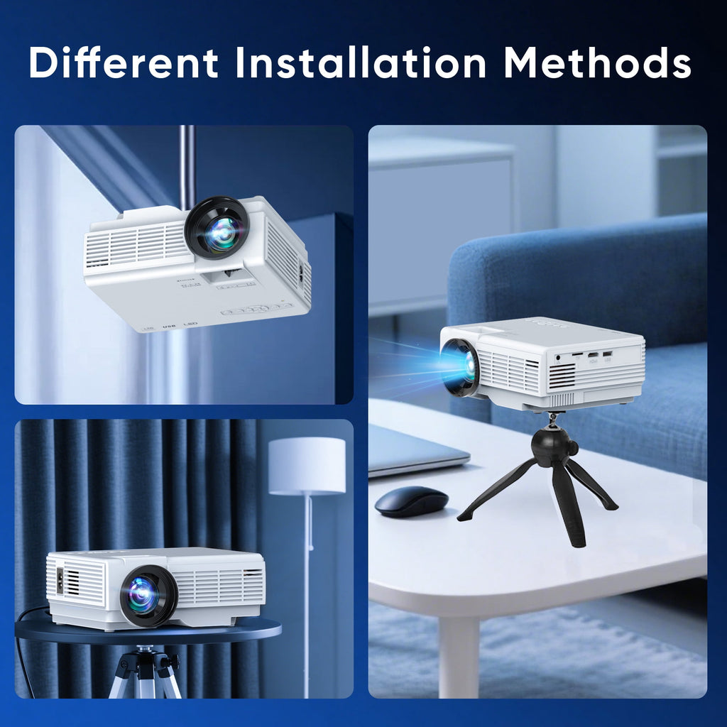 2026 Upgraded Projector with WiFi and Bluetooth 5.2, Support 4K 1080P Video Mini Projector with HDMI for Home Theater/Bedroom/Outdoor