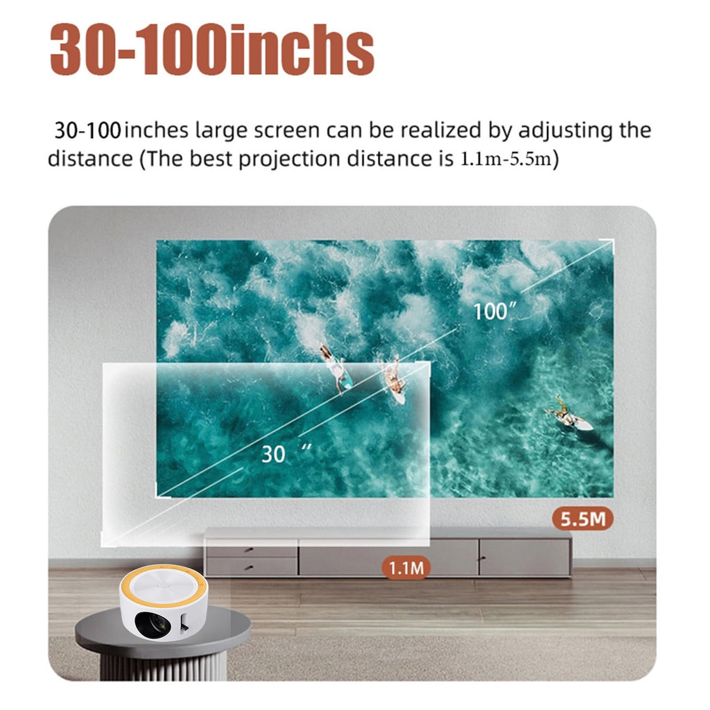 Nkmbld Portable Projector, Outdoor Movie Projector Home Movie LED Video Projector with USB Interface and Remote Control for Home Entertainment