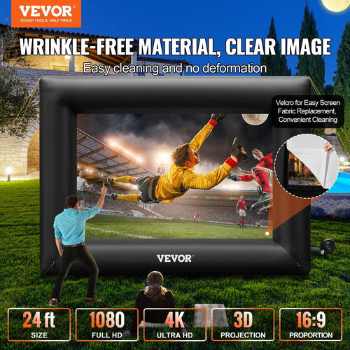 "24FT Inflatable Movie Screen for Outdoor - 360W Blower, Oxford Fabric, 288Inch Projector Screen - Portable Blow Up Screen for Backyard, Drive-in Movies"