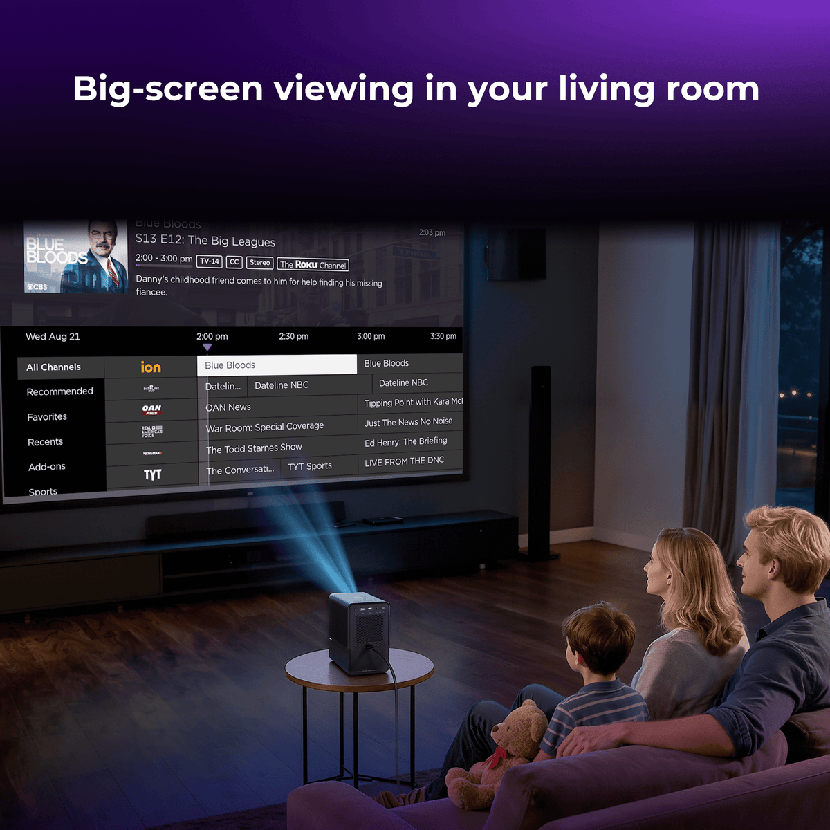 VANKYO Performance H500R Native 1080P Portable Projector, Built-in Roku TV, Full HD 5G Wifi & Bluetooth Outdoor Movie Projector, Auto-Focus & Auto-Keystone
