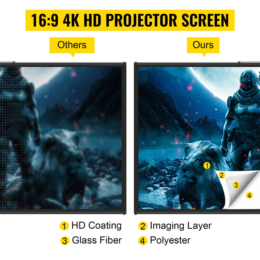 SKYSHALO DM-ABS-110 Indoor and Outdoor Use Tripod Mount 110" Maximum Screen Size Projector Screen