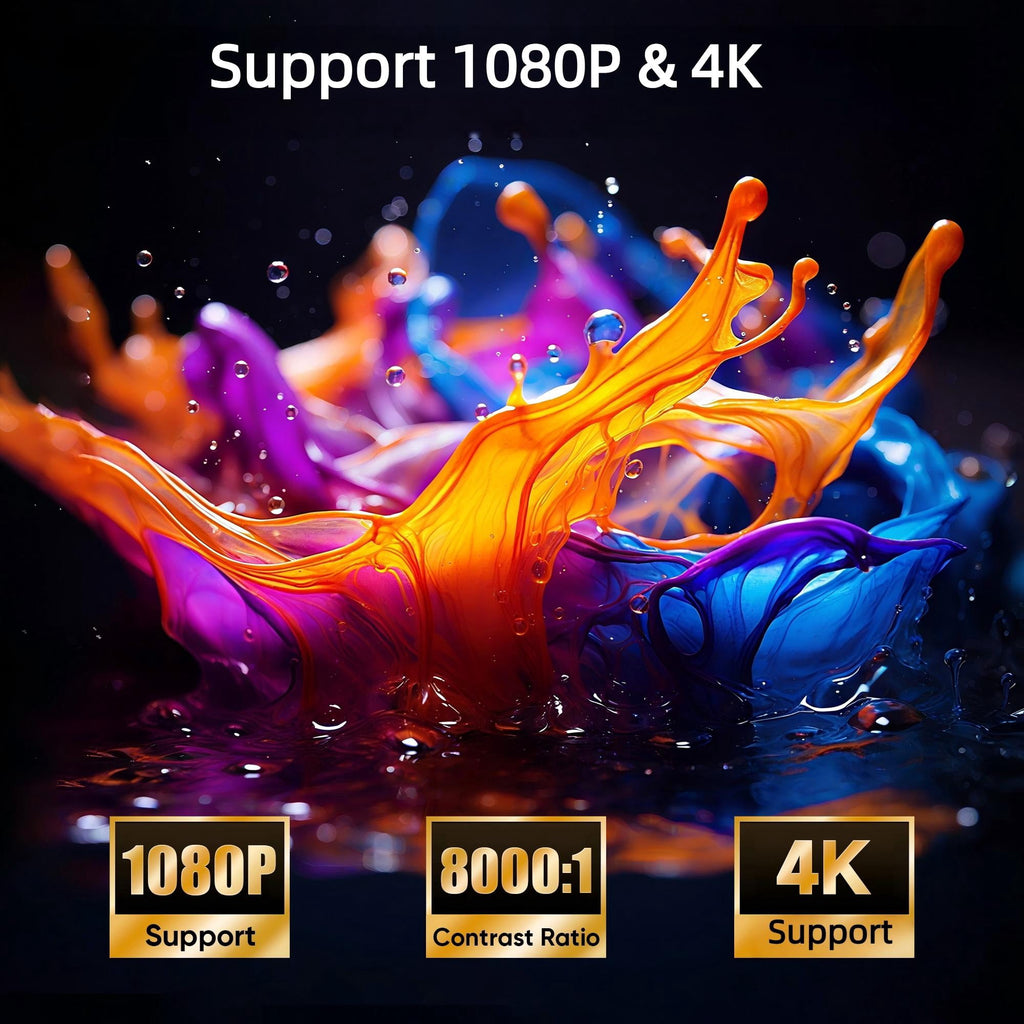 2026 Upgraded Projector with WiFi and Bluetooth 5.2, Support 4K 1080P Video Mini Projector with HDMI for Home Theater/Bedroom/Outdoor